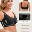 Jelly Bras for Women Full Coverage Plus Size Tshirt Bra Back Fat Smoothing Wireless Brasieres, Black, XL (Black, XL)