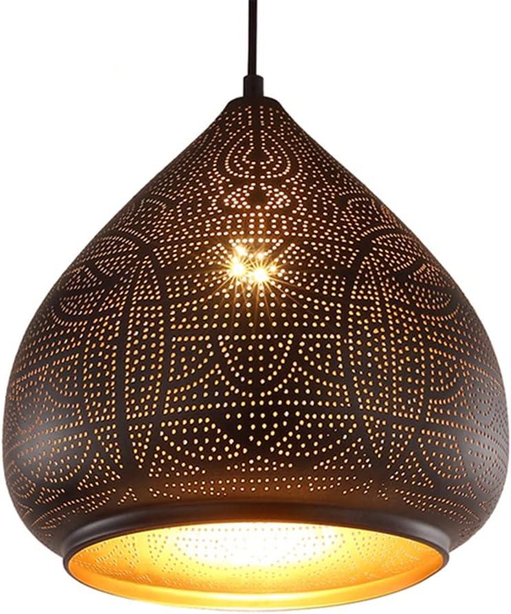 Moroccan Pendant Light Turkish Chandelier;Vintage Chandelier;Industrial Porous Arabic Ceiling Light Fixture Pendant Lighting for Kitchen Island Restaurant Hallway Foyer (Black)