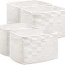 UBBCARE 4 Pack Baskets for Organizing, Woven Storage Baskets for Toys and Towel, Rectangle Cotton Rope Basket with Handles, 14''L x9''W x8''H, White