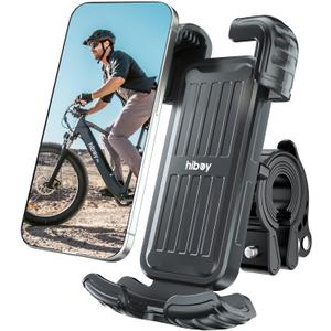 Hiboy Bike Phone Holder, 360 Rotatable Universal Motorcycle Phone Mount, Wrap Anti Shake Bicycle Scooter Handlebar Phone Clip for 5.1-6.8" Cellphone