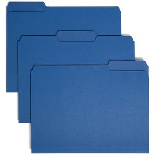 Smead Interior File Folder, 1/3-Cut Tab, Letter Size, Navy, 100 per Box, Expandable File Folders for Filing Cabinet