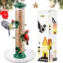 iBorn Bird Feeders Seed Catcher for Outside Hanging 6 Port Bird Feeder for Cardinal Birds Aluminium Metal,Green Finishing 14 Inch 6 Port (Seed is not Included)