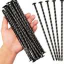 9 inch Black Spiral Metal Landscapes Stakes for Paver Edging - 20 Pcs Heavy Duty Garden Spikes for Weed Barriers, House Construction, Tent, Etc