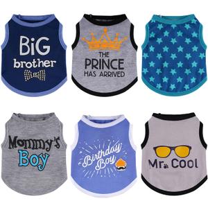 6 x Sadnyy 6 Pack Winter Dog Shirt Boy Pet Clothes Doggy Tee Tank Top Kitten Shirts with Letters for  Dogs Cats Soft Cozy Chihuahua Vest Apparel for Dog Cat Puppy(Small)