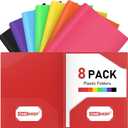 2 x ONEKEE 8 Pack Plastic folders with Pockets – 2-Pocket Document Folders