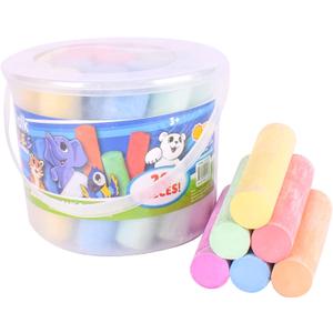 Sunny Days Entertainment Sidewalk Chalk Set for Kids with Storage, Washable, Jumbo Colored Chalk for Outdoor Play and Chalkboard Art - Ages 3+ (20 Pieces, Multicolor)