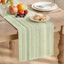 Artoid Mode Sage Green Farmhouse Woven Table Runner, Seasonal Holiday Rustic Kitchen Dining Table Decoration for Home Party Decor 12x72 Inch