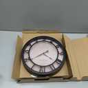 Presentime & Co 10" Farmhouse Series Wall Clock, Cottage Style, Faux Burlap Design, Silent no Ticking, Oil Rubbed Bronze Finish