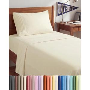 Twin XL Size 3 Piece Sheet Set - Comfy Breathable & Cooling Sheets - Hotel Luxury Bed Sheets for Women & Men - Deep Pockets, Easy-Fit, Soft and Wrinkle Free Sheets - Off White Oeko-Tex Bed Sheet Set