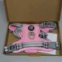 PHOEPET No Pull Dog Harness, Unique Colors Reflective Adjustable Dog Vest, with Soft Training Handle Metal Clips for Large Dogs (Baby Pink Base & Grey Straps,L)