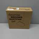 Ivandar Broom and Dustpan Set for Home, Broom and Dustpan Combo for Office, Long Handle Broom with Upright Standing Dust pan,Indoor&Outdoor Sweeping (Gray&Orange)