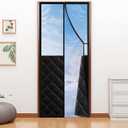 Magnetic Thermal Insulated Door Curtain for 36"x 96" Doors, Visible Door Cover for Heat Insulation, Magnetic Closure Thick Blanket for Doorway to Keep Warm in Winter Cool in Summer (Black + Clear)