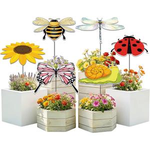 6 Pack Corrugated Plastic Plant Umbrellas for Outdoor Small Plants, Garden Plant Shade Cover for Potted Plants, Plant Sun Shade Umbrella for Patio and Garden (Flower Style)