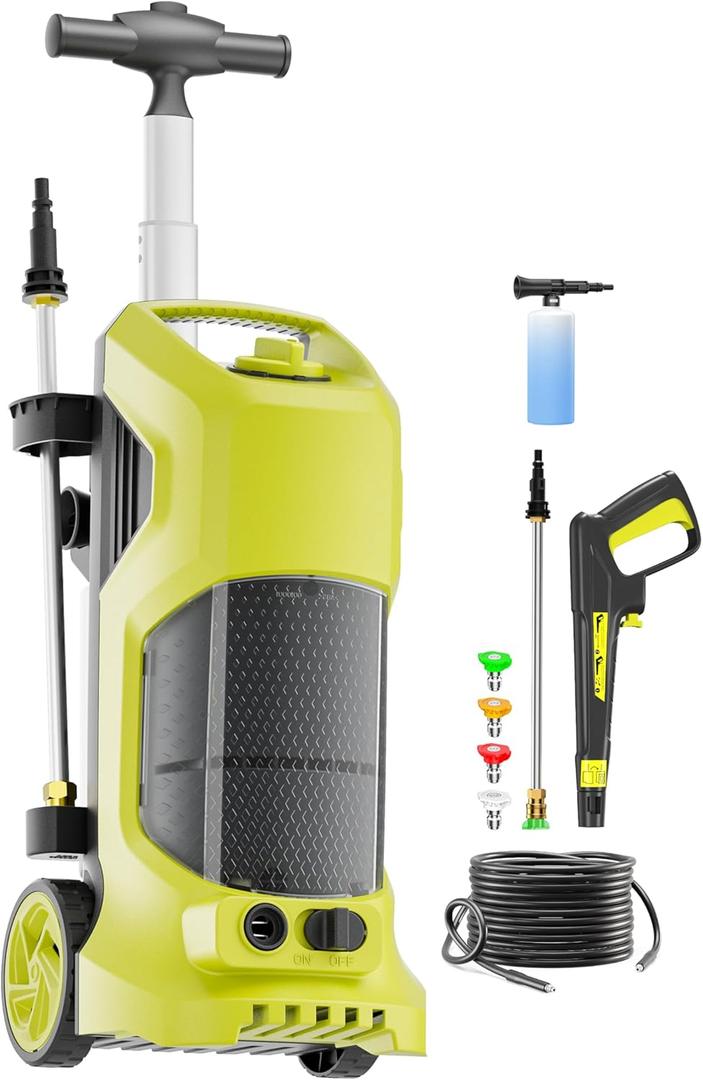 Electric Pressure Washer 4800Psi-Max 2.3Gpm Pressure Washer with 4 Nozzles, 25FT Hose, Soap Tank, Ideal for Car, Driveway, Patio, Pool Yellow