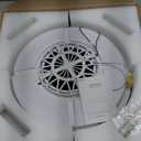 Low Profile Ceiling Fan with Light, 19.29 In Bladeless Ceiling Fan with Remote Control,Enclosed Flush Mount Fandelier, 6 Wind Speed,Dimmable LED Lights, White, for Bedroom Dining Room