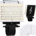 Flute Lyre Flip Folder for Marching Band, 12 Pcs Waterproof 7.5 x 6.5 inches Double Sided Flip Folio Folder Pages with 2 Holes Adjustable Sheet Music Stand Holder for Clarinet Trumpet(White)