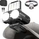 LED Hard Hat Light, 800Lumens Rechargeable Dimmable Clip on Cap Lights, 180Adjustable Hat Flashlight Headlamp Waterproof for Running, Camping, Hunting, Cycling (Black)