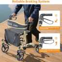 Rollator Walkers for Seniors Folding Rollator Walkers with Seat and Four 8 inch Wheels Medical Rollator Walker with Comfort Handles and Thick Backrest Aluminium Frame,Champagne