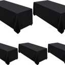 Surmente 5 Pack Black Tablecloth 90 x 132-inch Rectangular Polyester Table Cloth for Weddings, Banquets, or Restaurants