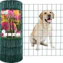 FOREHOGAR Green PVC Coated Welded Wire Fence 24 Inch x 100 Foot, 2 Inch x 3 Inch 16GA, Garden Border Fencing Roll Vinyl Coating Metal Wire Mesh for Yard Vegetable Plant Protection Poultry Netting
