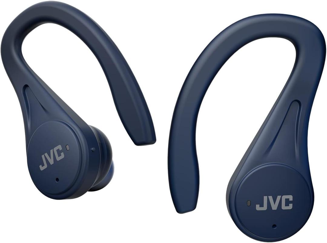 JVC Sport True Wireless Earbuds Headphones, Lightweight and Compact, Long Battery Life (up to 30 Hours), Sound with Neodymium Magnet Driver, Water Resistance (IPX5) - HAEC25TA (Blue) (Small)