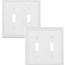 TREEWELL 2-Pack Double Toggle Light Switch Cover Plate, Pearls Decorative Dual Switch Plate Covers, Pure White 2 Gang Metal Wall Plate, Corrosion Resistant