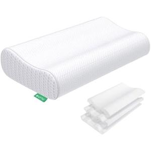 UTTU Cervical Pillow for Neck Strain Relief, Memory Foam Neck Pillow for Sleeping, Adjustable Orthopedic Sandwich Pillow, Contour Cooling for Side Back Stomach Sleeper, Medium(23.6"×14"×5.2"/4.5")