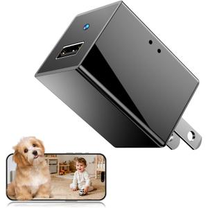 1080P HD Wireless WiFi Camera Charger for Home with App Control, Motion Detection, Night Vision & Loop Recording, 150 Indoor Security Camera with USB Phone Charger for Office/Shop/Pet,User-Friendly