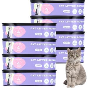 Premium Cat Litter Refill Bags, 28 ft  8-Pack  Fits Most Genie-Style Cat Litter Disposal Systems (Standard, Plus, XL)  Up to 8 Months for Single-Homes (Black)