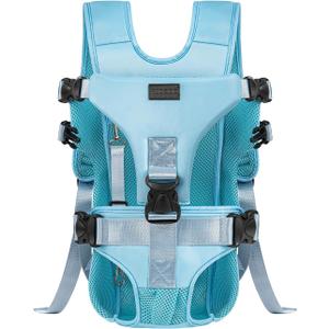 Pet Dog Front Carrier Backpacks, Legs Out Secure-Fit Dog Front Carrier for Small Dogs Up to 17 lbs, Adjustable Hands Free Pet Chest Carrier for Hiking Cycling (M, Blue)