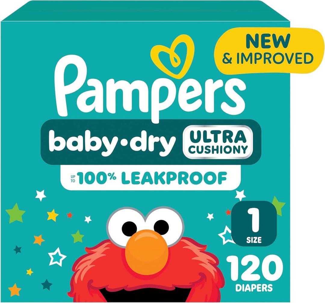 Pampers Diapers - Baby Dry - Size 1, 120 Count, Absorbent Disposable Infant Diape