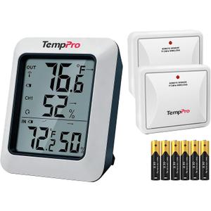 TempPro TP60-2 Digital Hygrometer Indoor Outdoor Thermometer Wireless Temperature and Humidity Gauge Monitor Room Thermometer with 500ft/150m Range Humidity Meter (Previously ThermoPro)