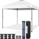Yaheetech 10x10 Pop-up Canopy Tent w/ 2 Integrated Wheels for Mobility, Waterpoof & Heavy Duty, Instant Sun Shelter with Carry Bag, Weight Bags for Outdoor Camping Beach Patio Parties, White