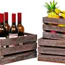 Decorative Wood Crates Nesting Crates Wooden Storage Container for Display,Rustic Handmade for Storage with Handles,Farmhouse Wood Basket for Party,Office,Bedroom,Kitchen,Decor Boxes-Brown Set of 3