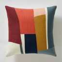 Crewel Geo Pieces Colorful Abstract Art  Indigo Color Throw Pillow