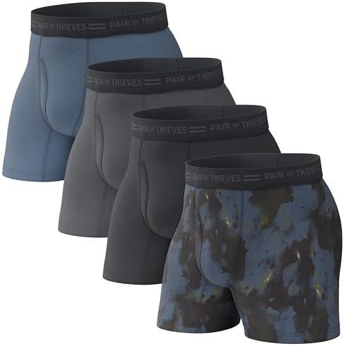 Pair of Thieves Men's Underwear Boxer Briefs - Soft Cotton Boxer Briefs for Men Pack - 4 Pack Tagless Mens Underwear, S