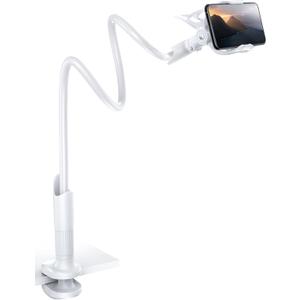 Lamicall Phone Holder, Gooseneck Mount, Compatible with 4-7'' Smartphones and Desktops, Adjustable Arm and Non-Slip Base, Easy to Install and Use (White)