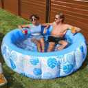 SLOOSH Inflatable Swimming Pool,5.5ft x 20 Inch Full-Sized Blow Up Durable Thickened Luxury Above Ground Family Pool with Comfortable Backrest for Summer Water Party Backyard Garden Lawn, Brown