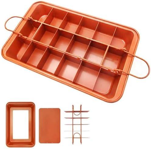 Brownie Pan, Non Stick Brownie Pans With Dividers, 18 Pre-slice Brownie Baking Tray, High Carbon Steel Bakeware for Oven Baking, Size 12 X 8 X 2 Inches