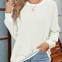 8 x SHEWIN Women Fall Sweatshirt Lightweight Long Sleeve Pullover Tops Casual Oversized Shirts Color Black Patchwork Shirts Size 2XL White (White, XXL)