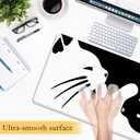Cute Black and White Cats Desk Mat,Large Gaming Mouse Pad,Non-Slip Rubber Base Mousepad with Stitched Edges,Waterproof Mouse Mat Desk Pad for Work, Game, Office (31.5x15.7 in)