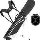 Lightweight Golf Stand Bag, 4-Way Full-Length Dividers, Holds Up to 10 Clubs, 3.7 lbs Golf Bag with Dual Straps & Stand for Driving Range, Par 3, and Standard Courses (Black)