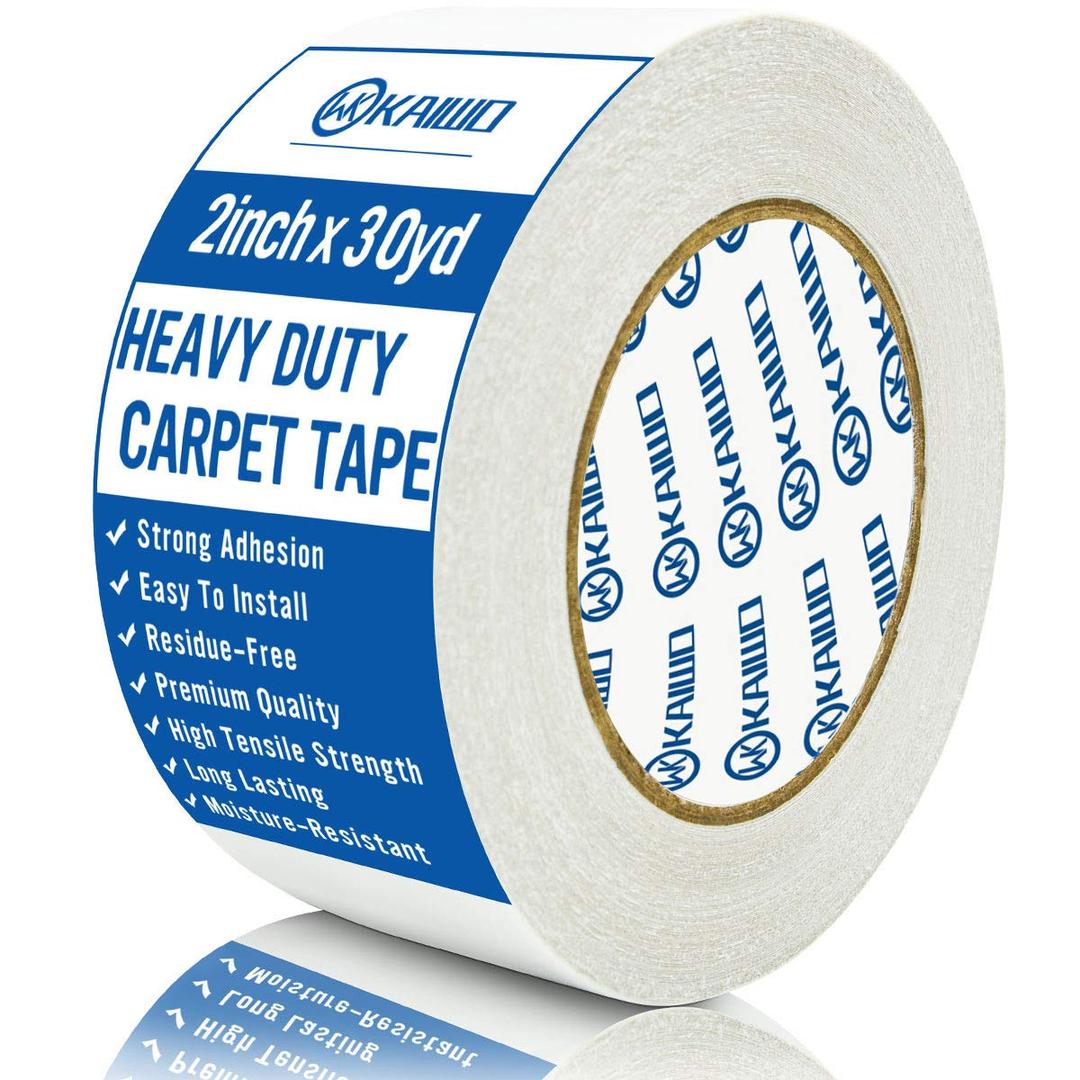 Heavy Duty Carpet Tape Double Sided 2 in x 30 YD Rug Tape for Area Rugs on Carpet, Perfect Rug Gripper for Holding Area Rugs, Hardwood Floors, Outdoor Rugs, Stair Treads, White (QW-Rug-5cm*27.43m-1)