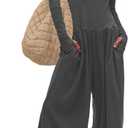 UNIANKIYA One Piece Jumpsuits for Women Casual Long Sleeve Overalls Dressy Rompers Wide Leg Pants Jumpers Vacation Outfits (Gray, S)