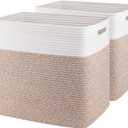 OIAHOMY Storage baskets for Shelf, Large Collapsible Storage Bins, Blanket Basket Living Room, 16.5 x 13 x 15 Inches-Pack of 2-Brown