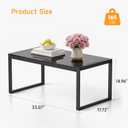ONBRILL Rectangle Coffee Table with Tempered Glass Desktop, Galvanized Frame Outdoor Coffee Table with Adjustable Feet for Patio, Balcony, Deck, Living Room, Black