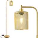 BoostArea Industrial Gold Floor Lamp, 67 Inch LED Standing Lamp with Iron Mesh Lampshade, 6W Brass Stand Up Lamp for Living Room, Bedroom, Office, Den