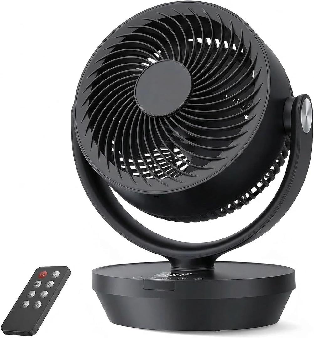 PNTCK Air Circulator Fan for Bedroom, Quiet Table Fan with 4 Speeds, 90 Oscillation, 120 Vertical, 12H Timer, Powerful Airflow, Oscillating Desk Fan for Bedroom Office Home