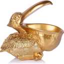 Pelican Key Holder Statues,Fun Animal Hippo Candy Dish,Candy Dish for Office Desk Unique,Modern Key Holder for Pelican Figurine,Suitability Desk and Entry Table Decor Items (All Gold)