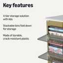Amazon Basics 4-Tier Storage Bins with Lids, Stackable and Collapsible, 23QT per Tier, 92QT Total Capacity